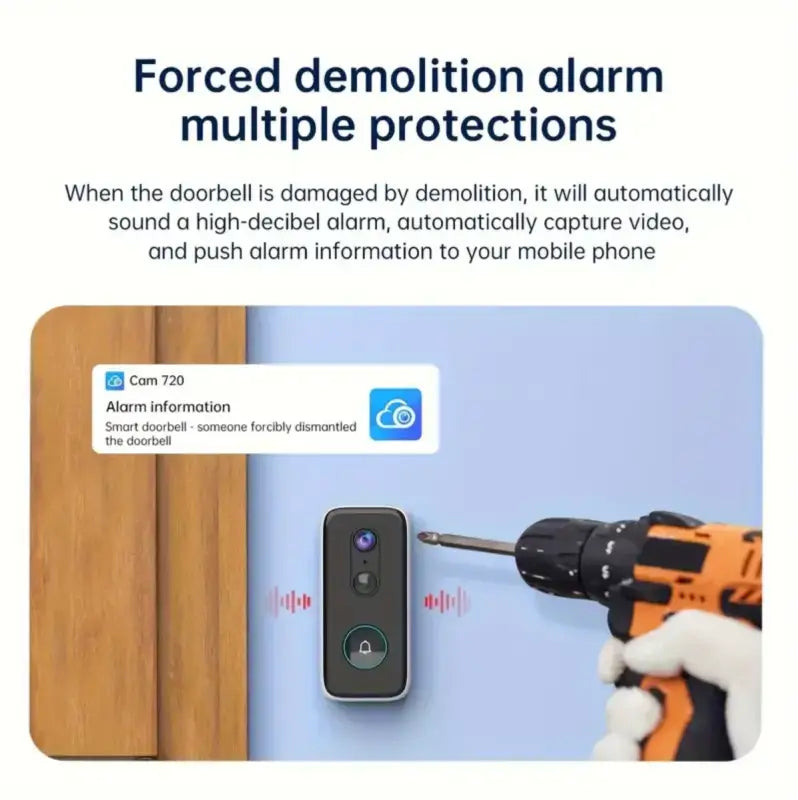 2K Wireless Doorbell Camera Intelligent Visual Doorbell Home Intercom HD Night Vision 2.4GWiFi Rechargeable Security
