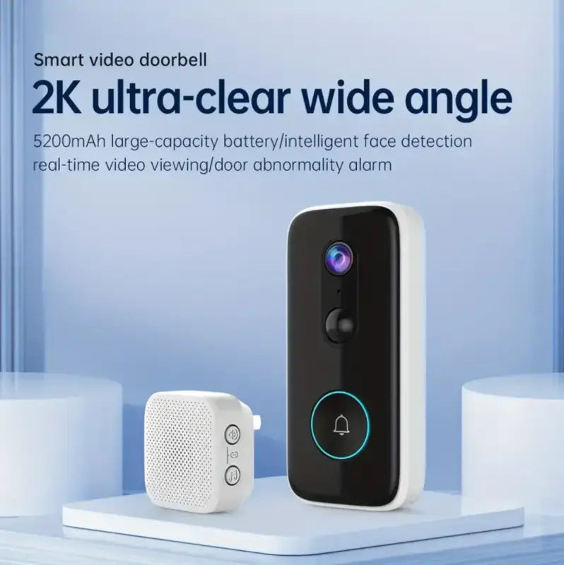 2K Wireless Doorbell Camera Intelligent Visual Doorbell Home Intercom HD Night Vision 2.4GWiFi Rechargeable Security