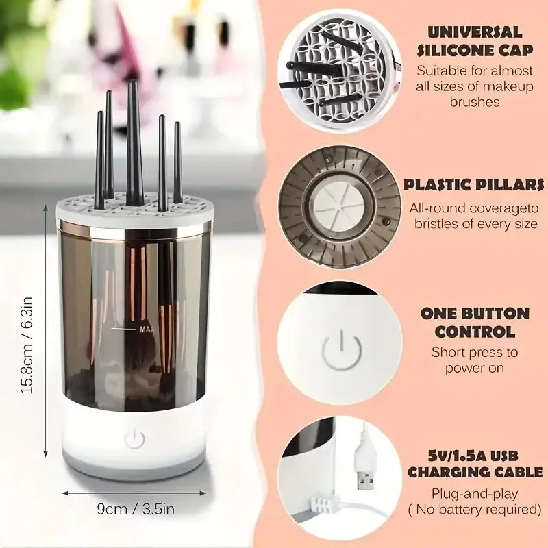 Makeup brush cleaner and organizer.