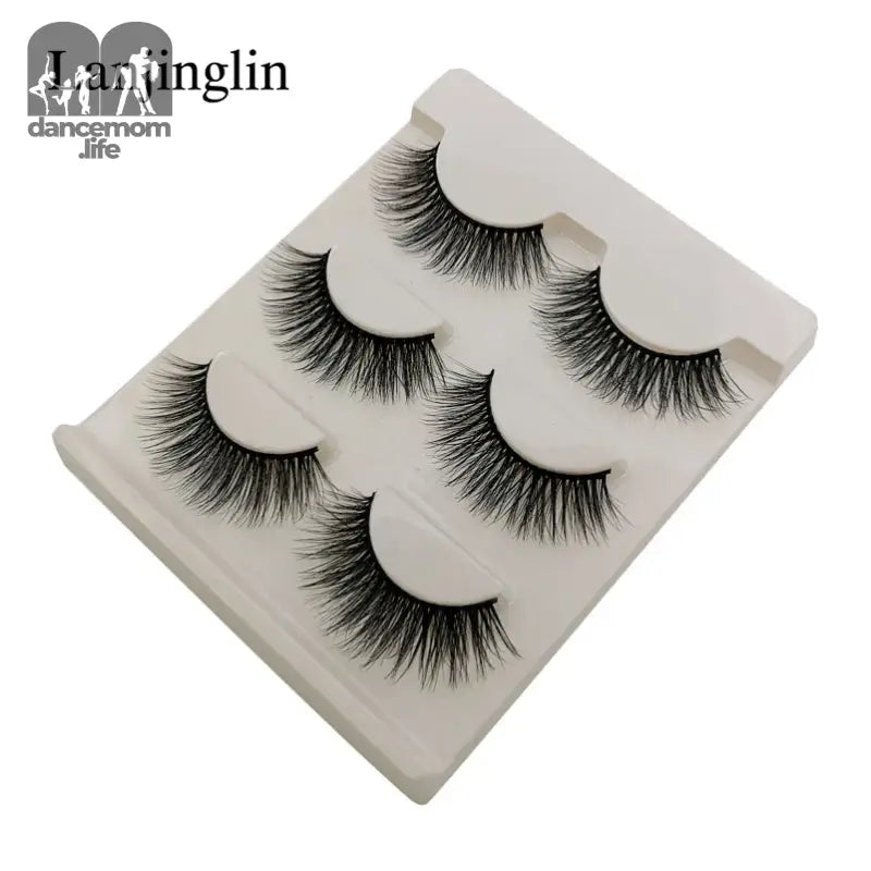 False eyelashes on a plastic tray.