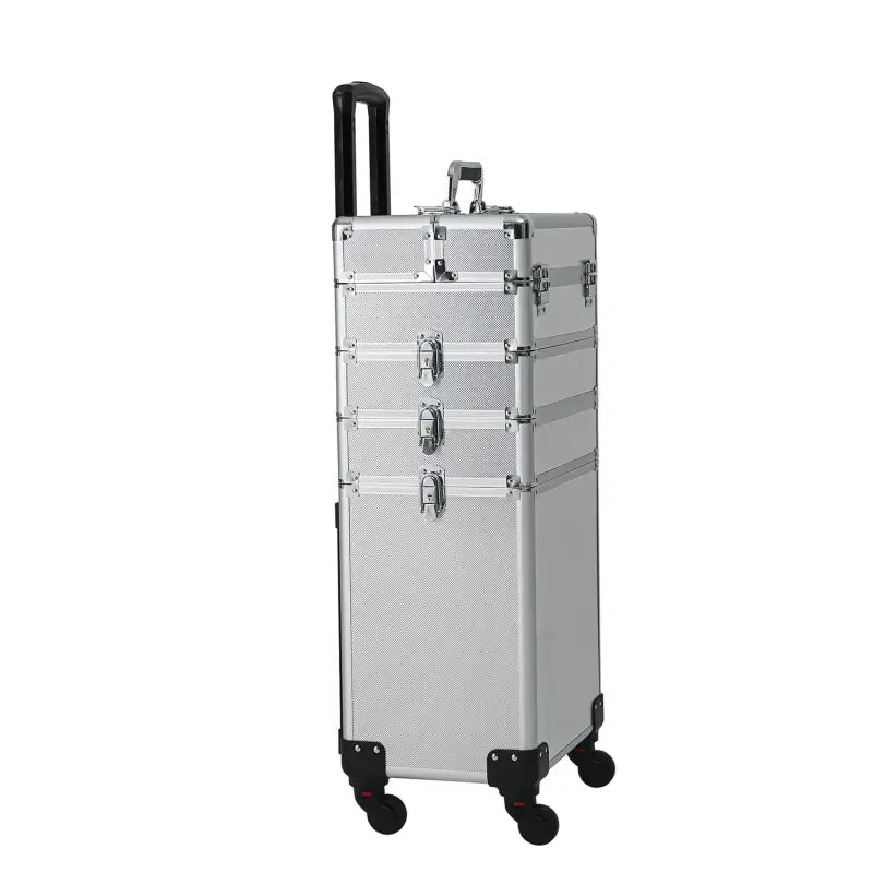 Silver rolling makeup case.