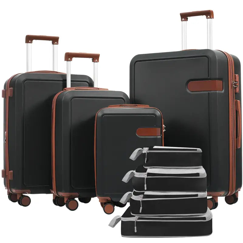 Black and brown luggage set.