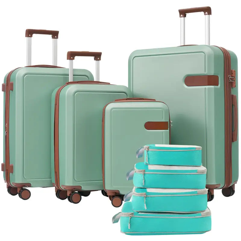 Mint green luggage set.