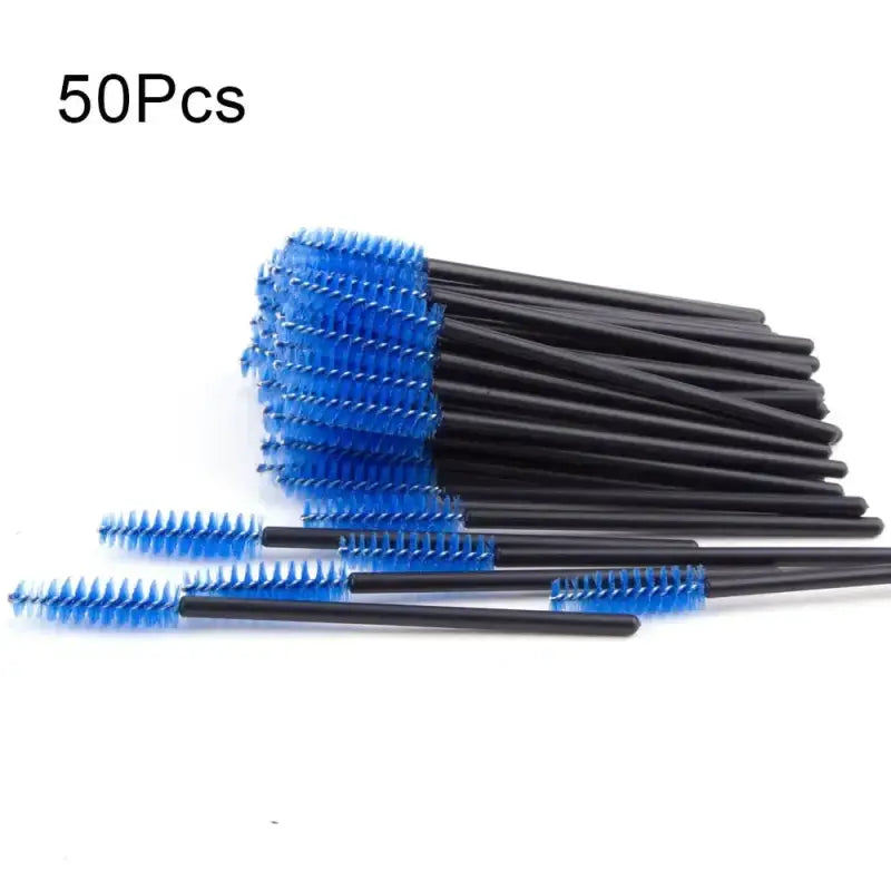 Pile of blue mascara wands.