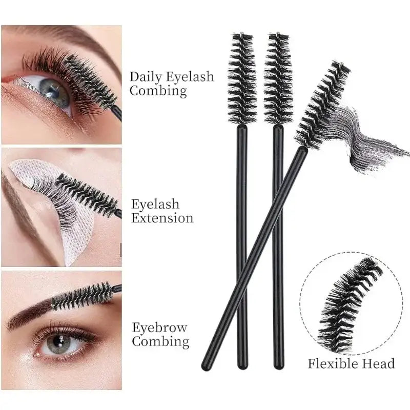 Eyelash and eyebrow grooming brushes.