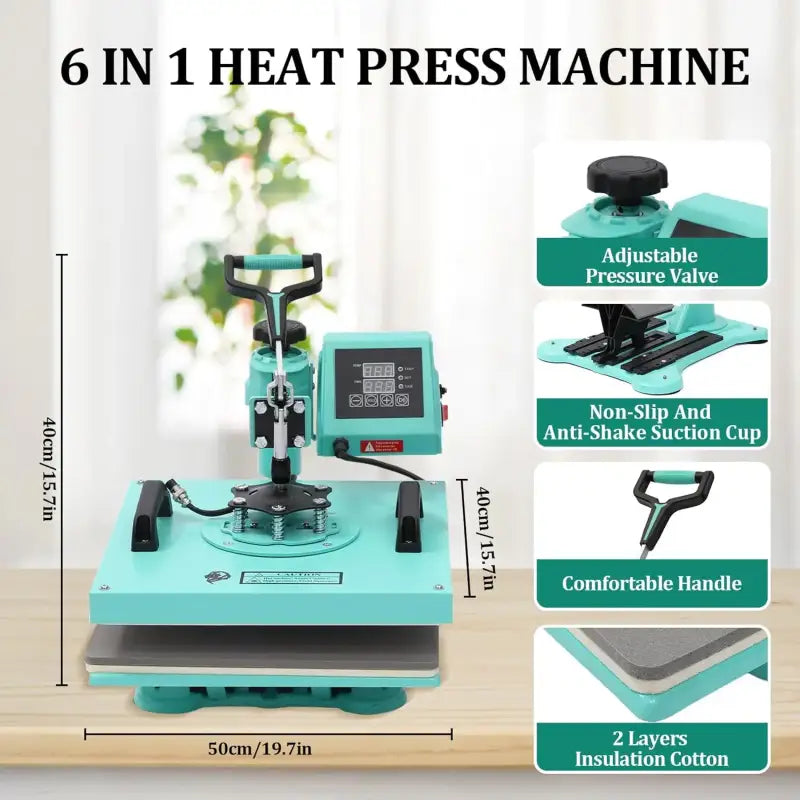 6-in-1 Heat Press Machine 15’’x15’’ Digital Sublimation Combo for T-Shirts Bags Caps Mugs & More - United States