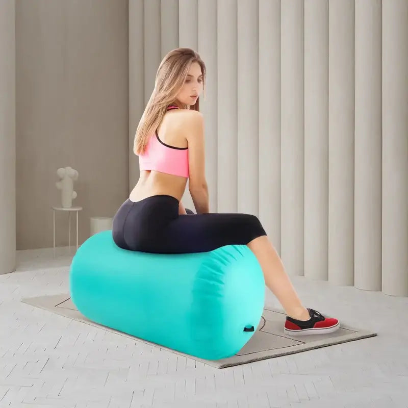 Air Roller Gymnastics Barrel Back Handspring Trainer Yoga Training Inflatable Gymnastics Tumble Mats Foldable w/ Air