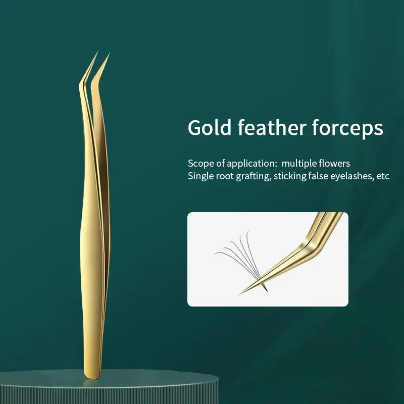 Gold eyelash tweezers.