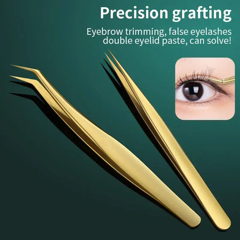 Golden precision tweezers.
