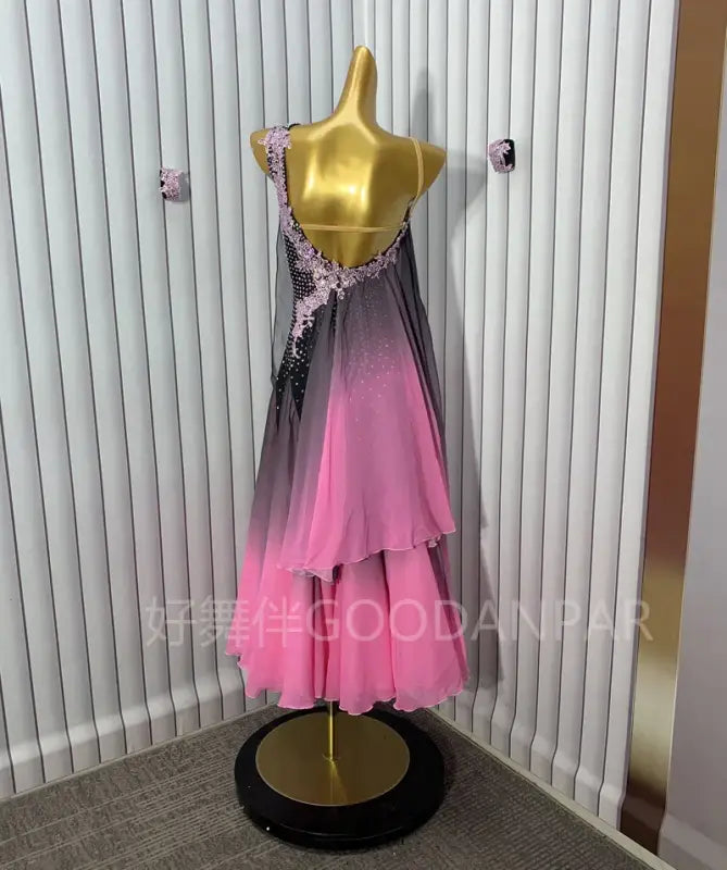 Pink and black ombre ballroom dress.