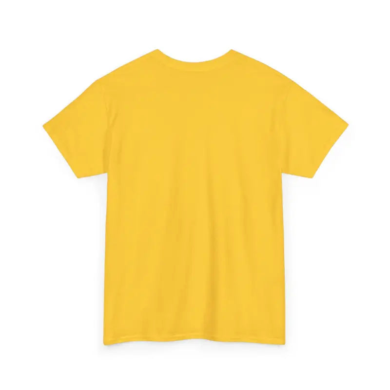 Plain yellow t-shirt with short sleeves.