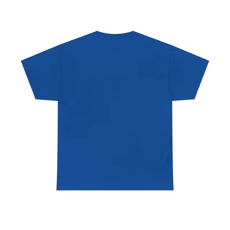 Plain royal blue t-shirt.