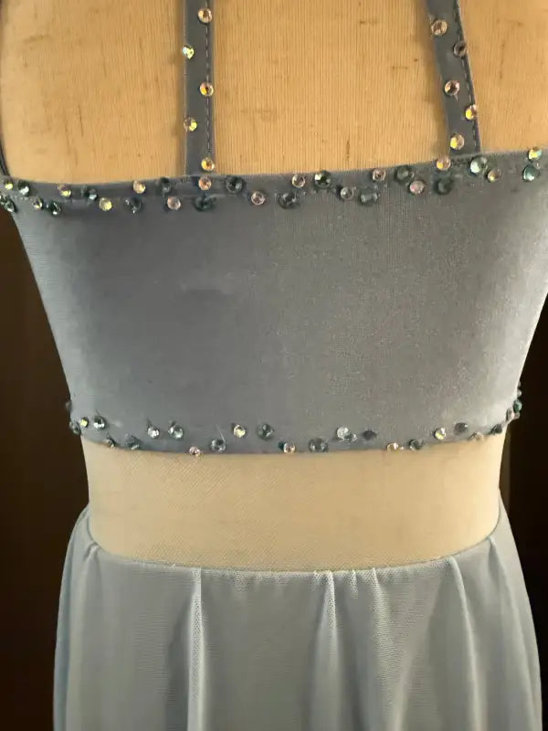 Light blue, jeweled dance dress.