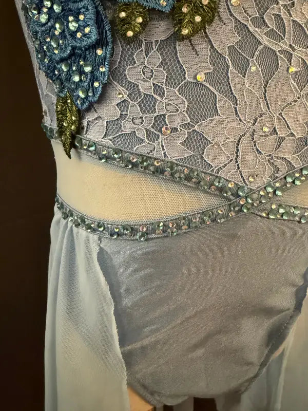 Blue lace dance costume.