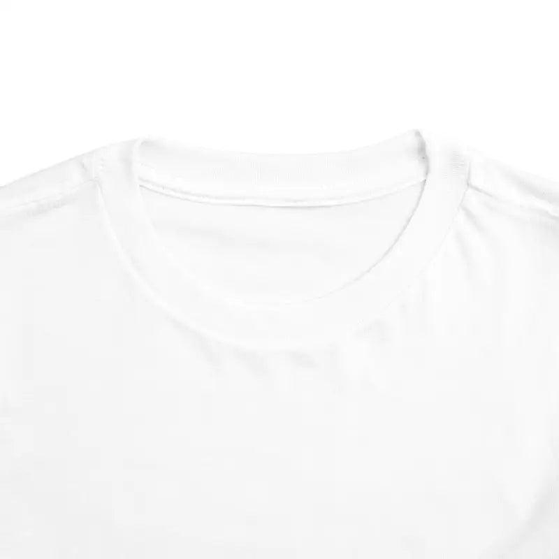 White crew neck t-shirt collar.