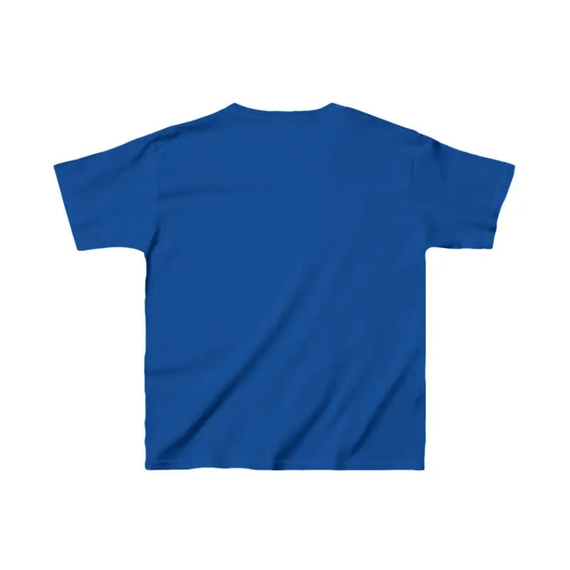 Blue short-sleeved t-shirt.