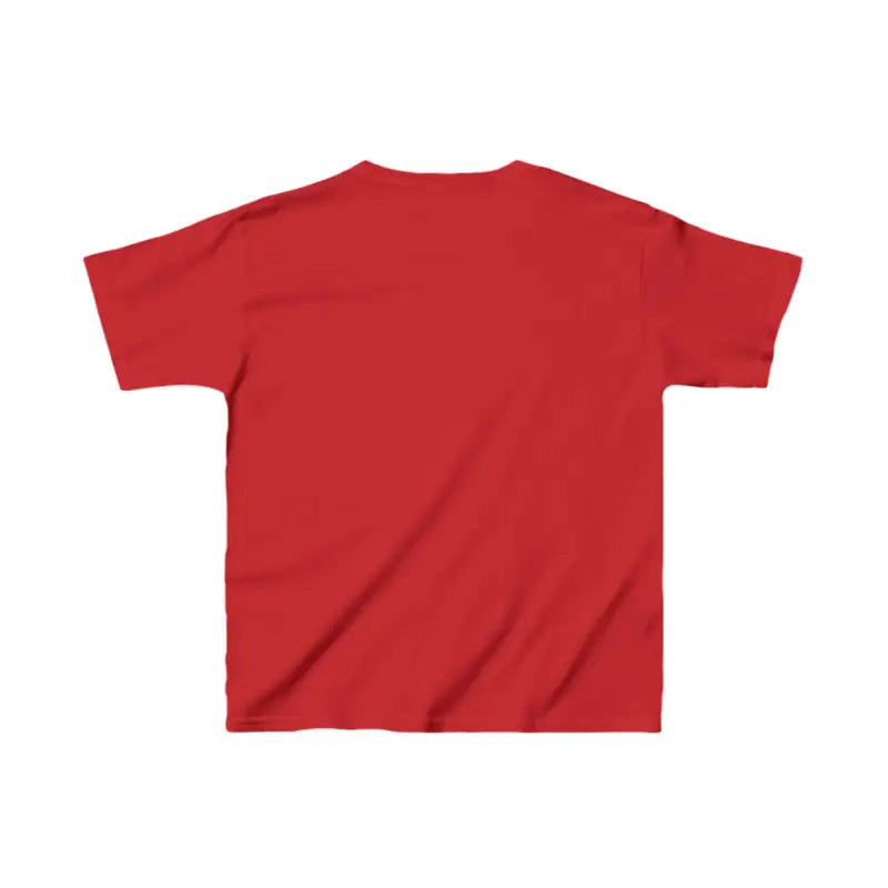 Red short-sleeved t-shirt.