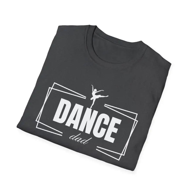 Dark gray t-shirt with ’DANCE’ text and a ballet dancer silhouette design.