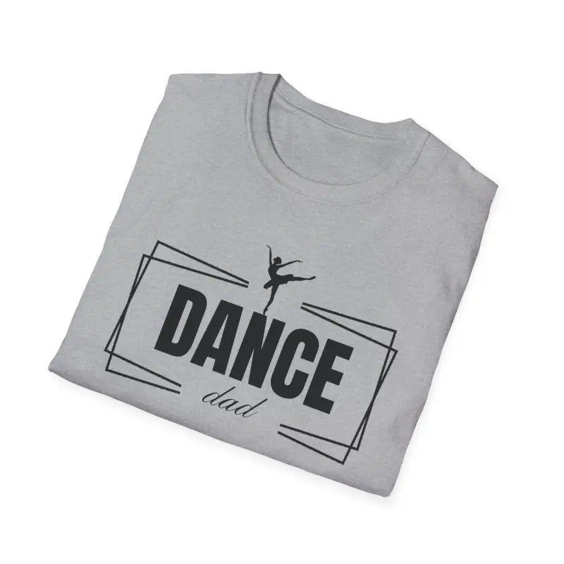 Gray t-shirt with ’DANCE’ text and a ballet dancer silhouette design.