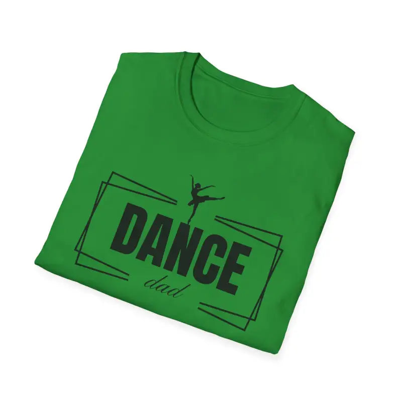 Green t-shirt with ’DANCE’ text and ballet dancer silhouette design.