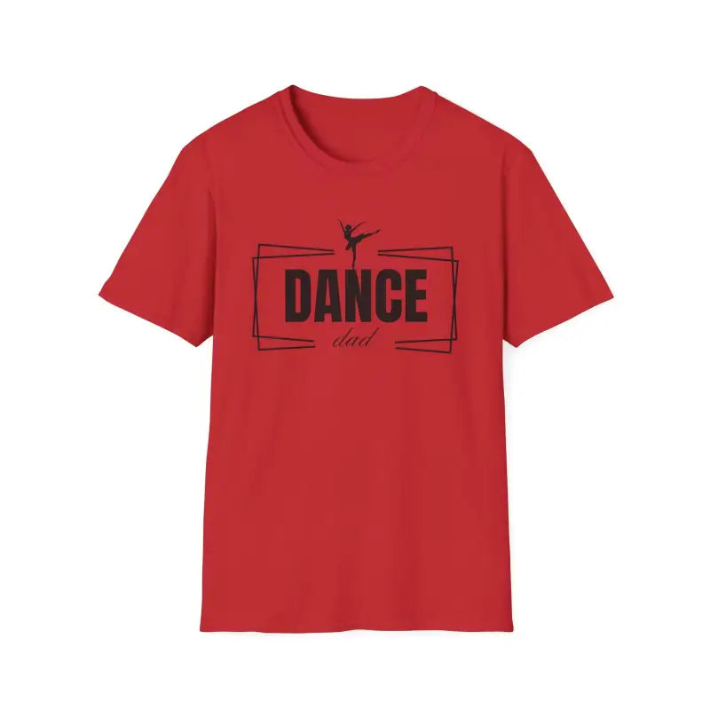 Red t-shirt with ’DANCE’ text and a ballet dancer silhouette design.