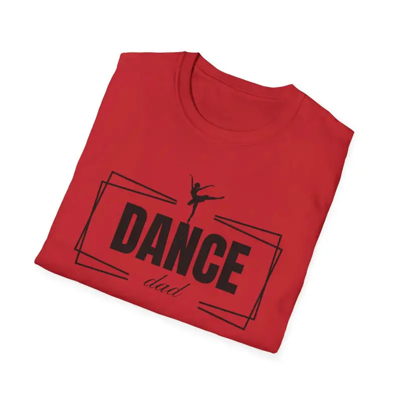 Red t-shirt with ’DANCE’ text and a ballet dancer silhouette design.