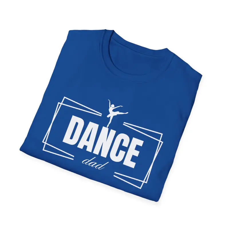 Royal blue t-shirt with ’DANCE’ text and a ballet dancer silhouette design.