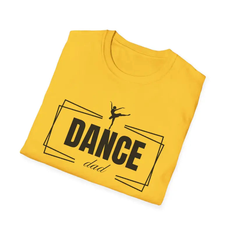Yellow t-shirt with ’DANCE’ text and a ballet dancer silhouette design.
