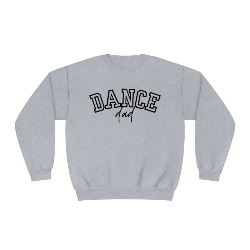 Light gray sweatshirt with ’DANCE’ printed in black letters on the front.