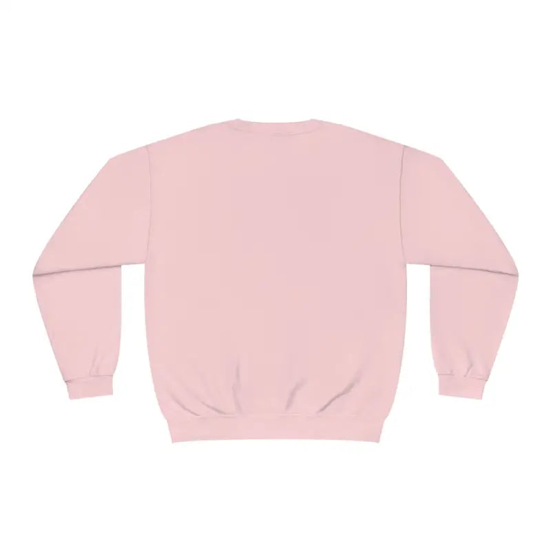 Light pink crewneck sweatshirt with long sleeves.