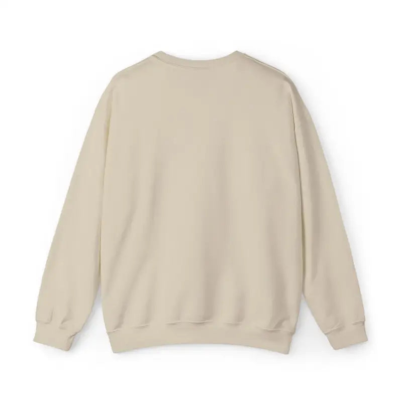 Beige crewneck sweatshirt with ribbed cuffs and hem.