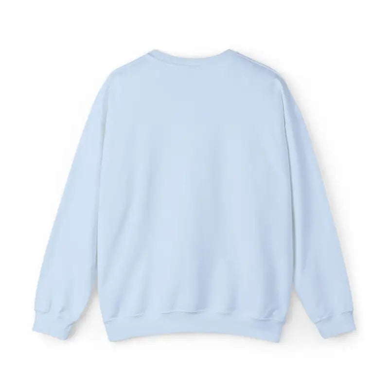 Light blue crewneck sweatshirt.