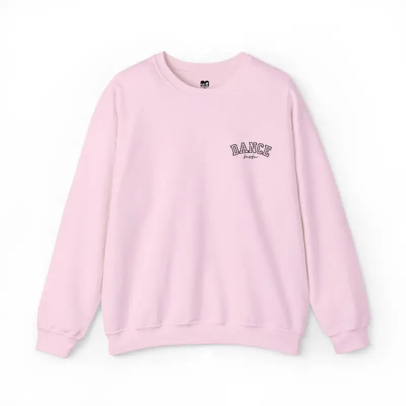 Pink crewneck sweatshirt with ’DANCE’ text embroidered on the chest.