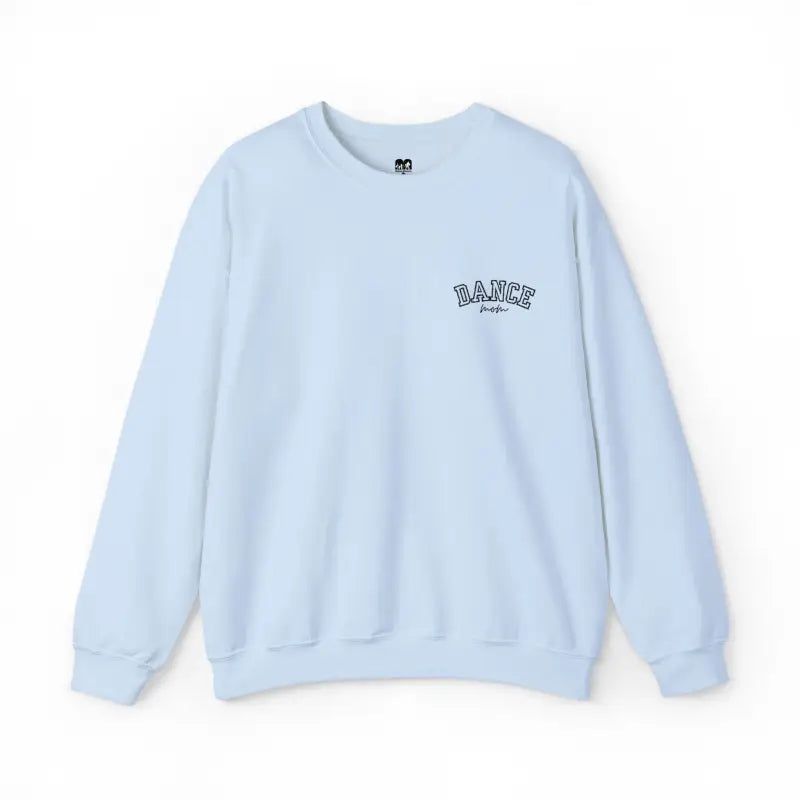 Light blue crewneck sweatshirt with ’Dance’ text on the chest.