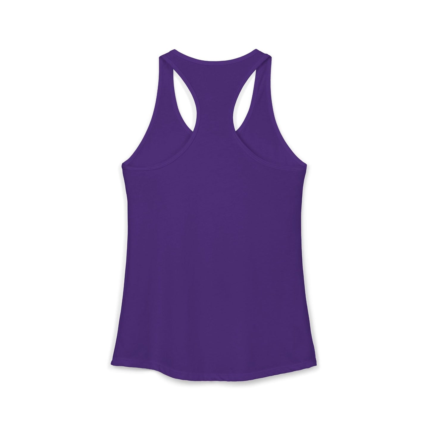 Purple racerback tank top with a smooth, stretchy fabric and sleek design.