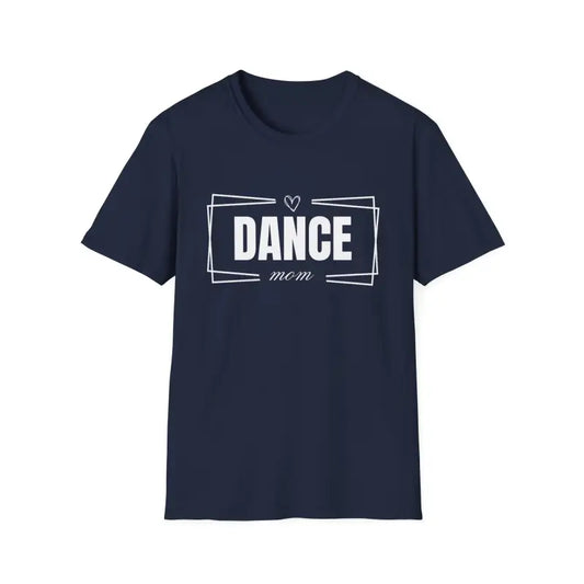 Navy blue t-shirt with ’DANCE’ printed in white text inside a rectangular design.