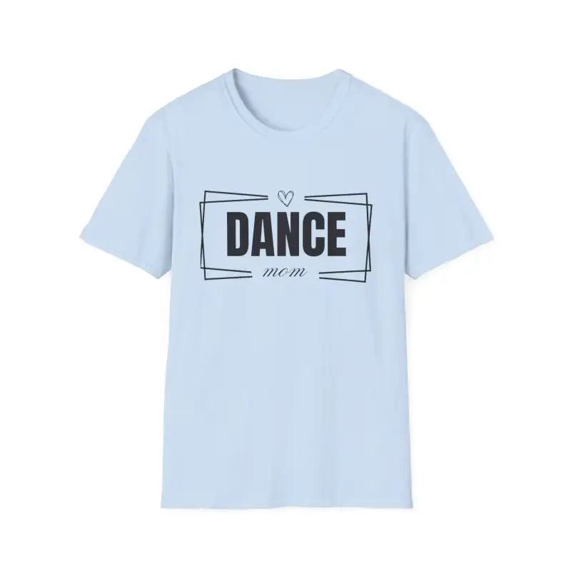 Light blue t-shirt with ’DANCE’ text in a simple rectangular design.