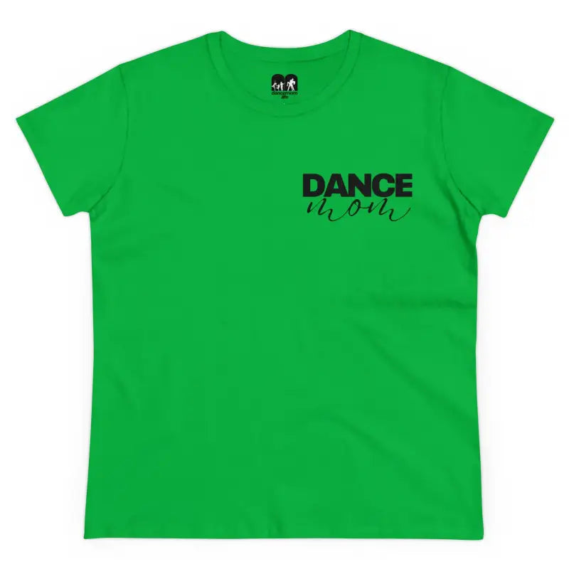 Bright green t-shirt with ’DANCE’ text printed on the front.