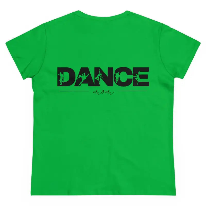 Bright green t-shirt with ’DANCE’ printed in black text across the back.