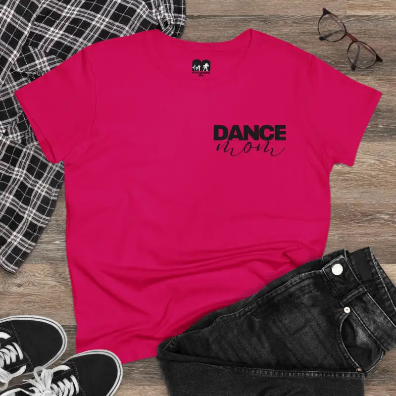 Hot pink t-shirt with ’DANCE’ text printed on the front.