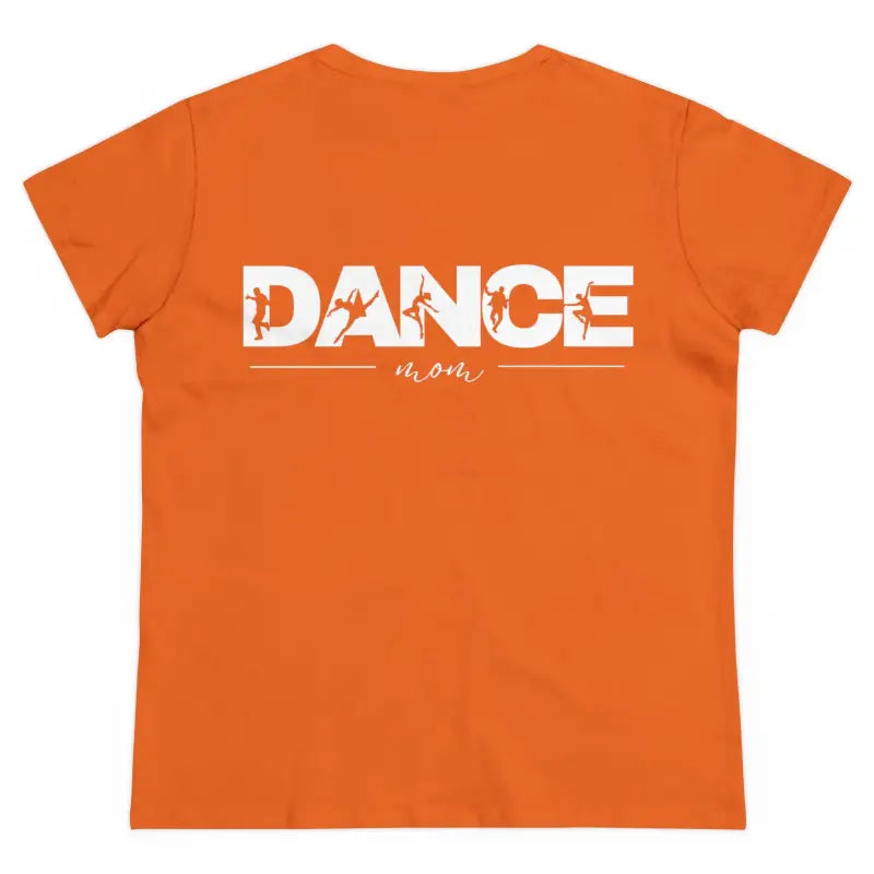Orange t-shirt with white ’DANCE’ text printed on it.