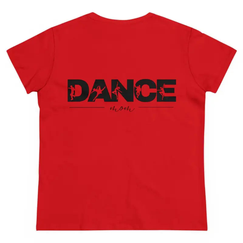 Red t-shirt with ’DANCE’ printed in black text on the back.