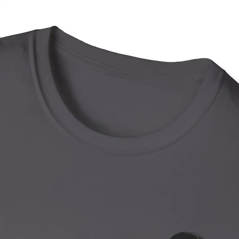 Dark gray t-shirt collar and neckline.