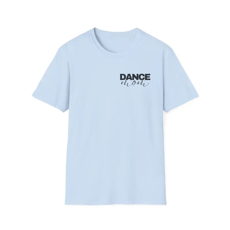Light blue t-shirt with ’DANCE’ text printed on the front.