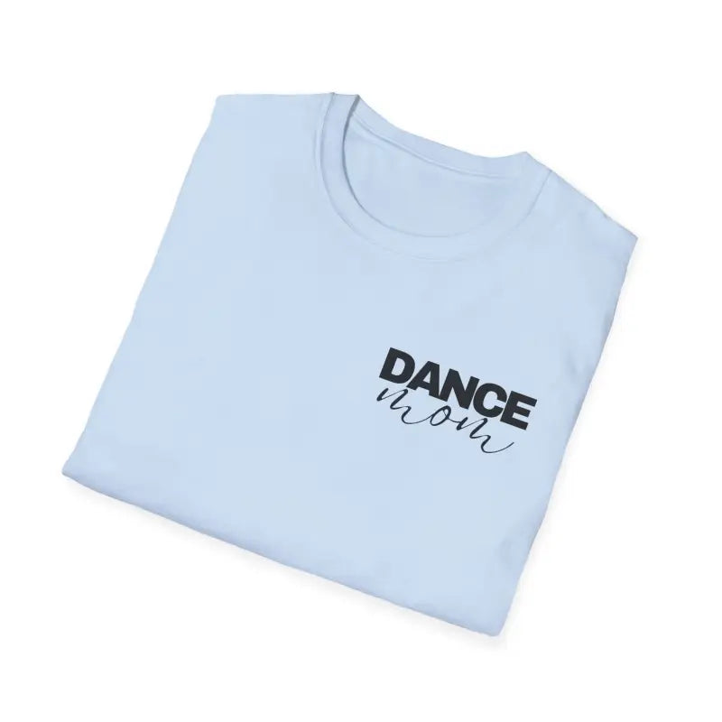 Light blue t-shirt with ’DANCE’ text printed on it.