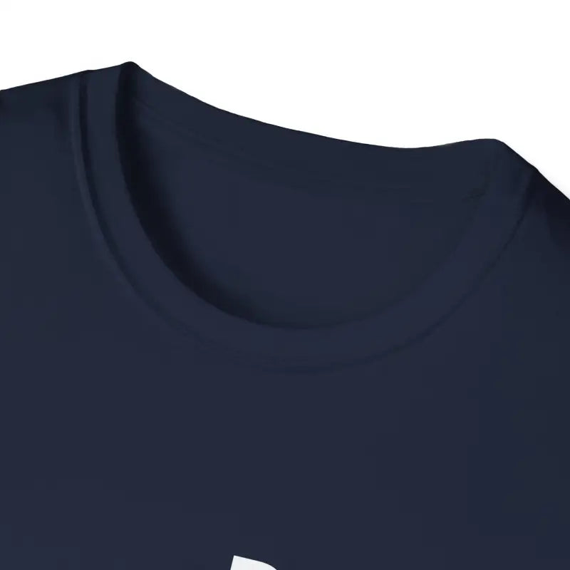 Navy blue crew neck t-shirt collar.