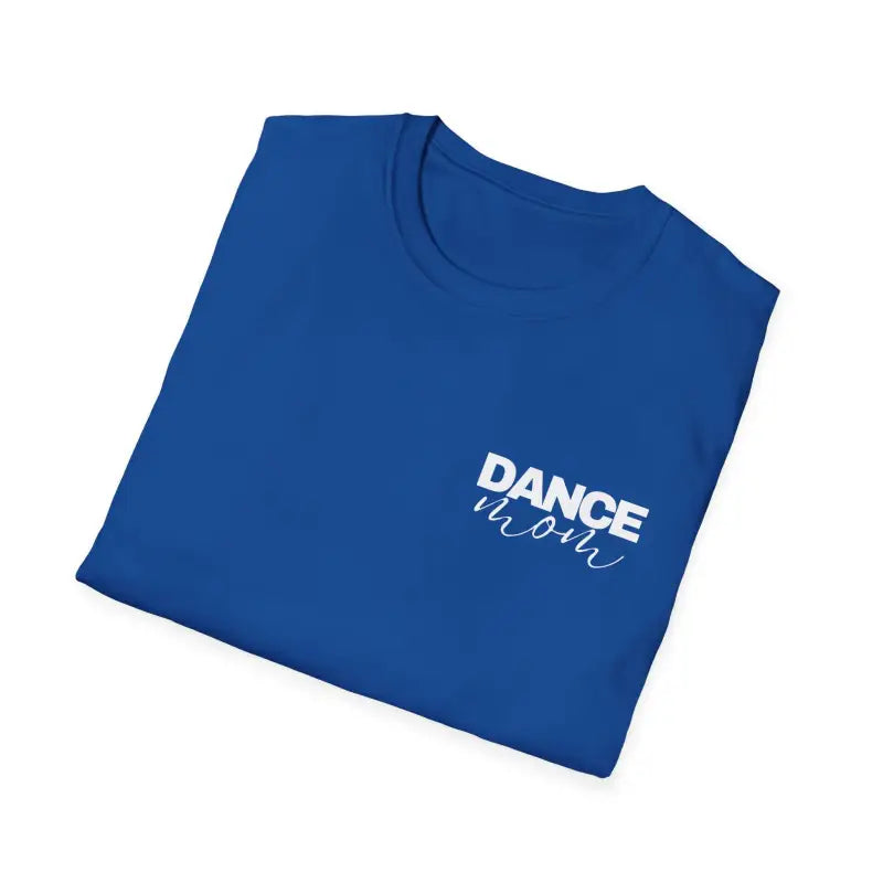 Royal blue t-shirt with ’DANCE’ text printed in white.