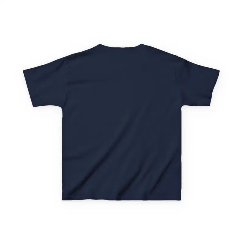 Navy blue t-shirt with short sleeves.