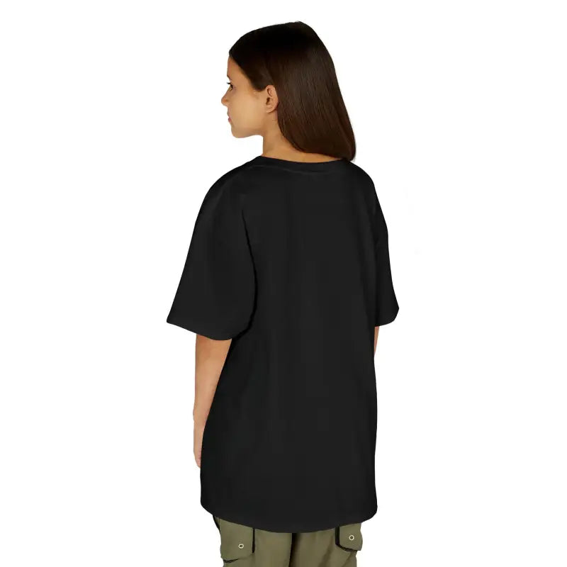 Plain black t-shirt shown from the back view.