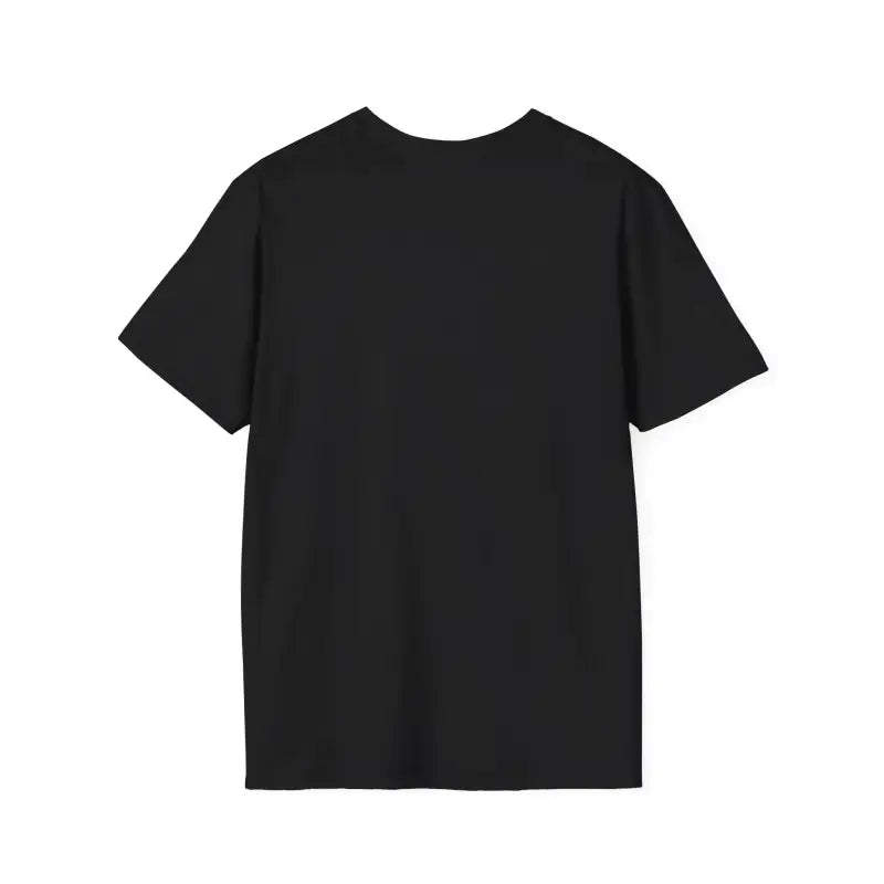 Black short-sleeved t-shirt.